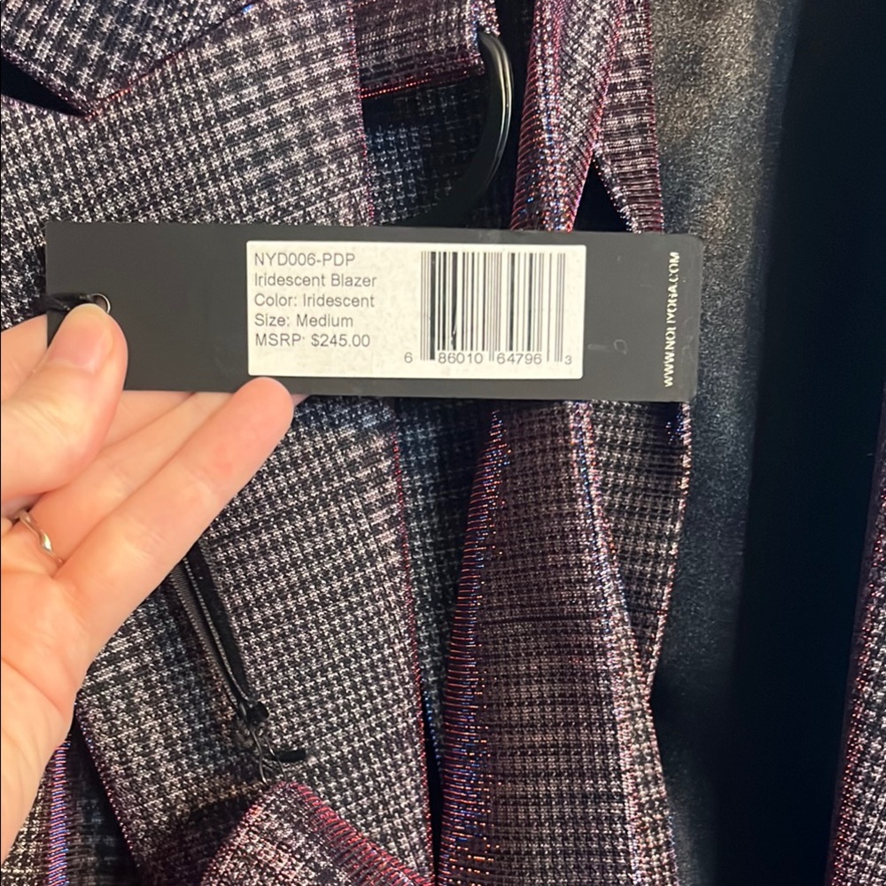 Noli Yoga Black Line Purple Iridescent Blazer (NWT) - Picture 3 of 5
